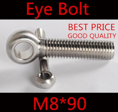 10pcs m8*90 m8 x 90 stainless steel eye bolt screw,eye nuts and bolts fasterner hardware,stud articulated anchor bolt