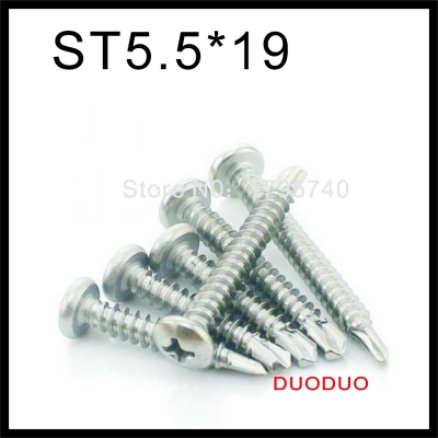 20pcs din7504n st5.5 x 19 410 stainless steel phillips pan head self drilling screw cross recessed raised cheese head screws