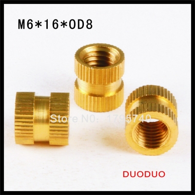 20pcs m6 x 16mm x od 8mm injection molding brass knurled thread inserts nuts