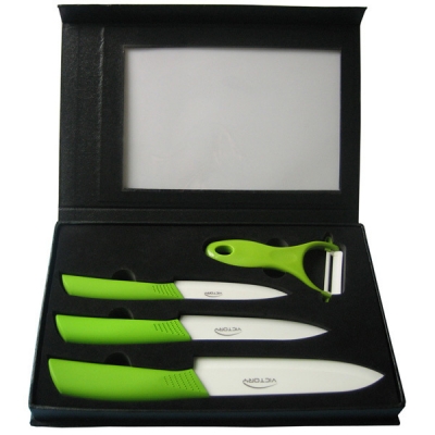 4pcs ceramic knife set,4"+5"+6"+Ceramic peeler, White Blade Ceramic Knives Set +Gift Box,CE FDA certified