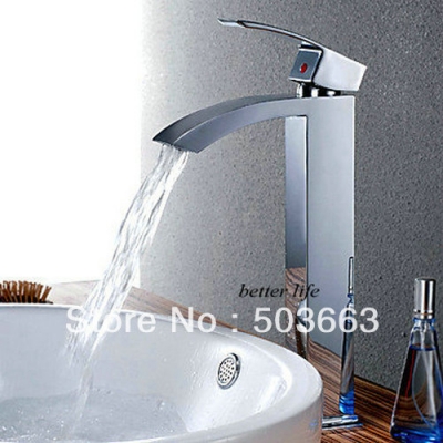 5 pcs Chrome Bathtub Mounted Waterfall Mixer Tap With Shower Bathroom Faucet Set X-017