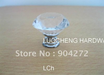 50PCS/LOT FREE SHIPPING 30MM CUT CRYSTAL KNOBS ON A CHROME ZINC BASE [Crystal Cabinet Knobs 185|]