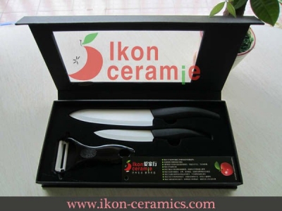 China Knives - 3pcs/Ceramic Knife Set,4"/6"/Peeler IKON Ceramic Knife.(AJ-P3SW-AB)