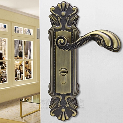Chinese antique LOCK Green bronze Auspicious peacock Door lock handle door levers out door furniture door handle pb47