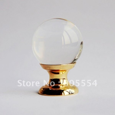 D25xH37mm Free shipping glossy crystal glass ball furniture cabinet knobs