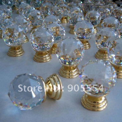 D30mmxH40mm Free shipping cuprum crystal glass furniture handles and knobs