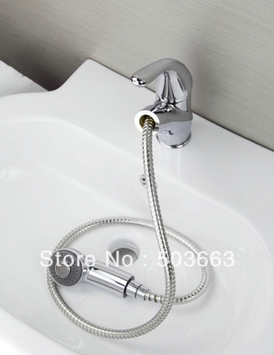 Luxury Deck Mounted Single Lever Bathroom Pull Out Basin Mixer Tap Faucet Vanity Faucet L-6010