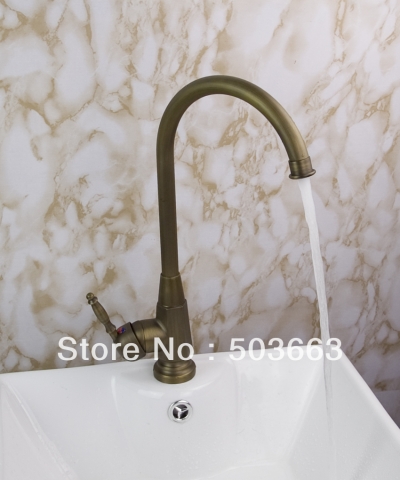Promotions 386 mm Tall 1 Handle Antique Brass Kitchen Sink Faucet Vanity Faucet Swivel Mixer Tap Crane S-163