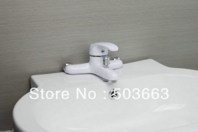 Wall Mounted White Spray Painting Basin Sink Brass Mixer Tap Faucet K521