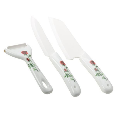 Wholesale 2013 New Ceramic Knife set 6" 6.5" Porcelain Rose Cleaver knives Paring Fruit Utility Kitchen Peeler EVA Gift Box Hot