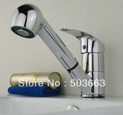Wholesale Newly chrome Bathroom Basin Sink Pull Out Spray Mixer Tap Brass Faucet S-712