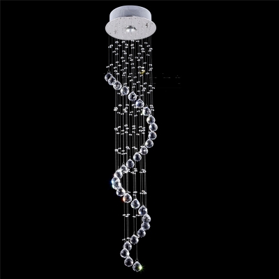 d25*h100cm spiral led crystal chandelier light fixture flush mounted lustre stairs porch aisle hallway modern lamp