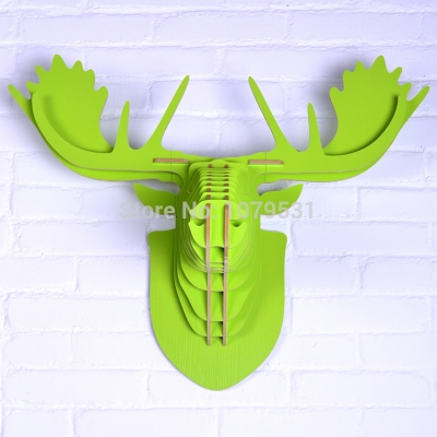 [green]europe style diy wooden reindeer head for wall decoration,wooden animals home decor,wooden moose head home decor