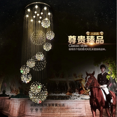 modern chandelier large el lighting d80*h200cm lustre crystal stair lights guarantee