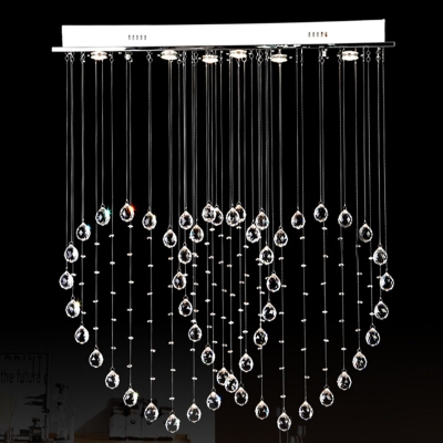modern crystal light fixture rectangle crystal ceiling lamp lustres de cristal love curtain lamp with 6 gu10 lights included