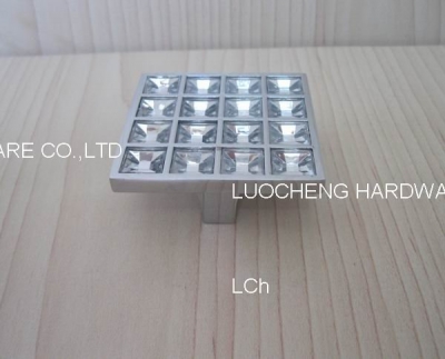 100PCS/ LOT FREE SHIPPING 50MM SQUARE CLEAR KNOB WITH ALUMINIUM ALLOY CHROME METAL PART [Crystal Handles 308|]