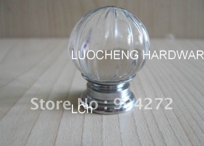 10PCS/LOT FREE SHIPPING 30MM CLEAR MELON CRYSTAL KNOBS ON A CHROME ZINC BASE [Crystal Cabinet Knobs 210|]