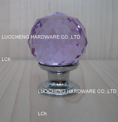 10PCS/LOT FREE SHIPPING 30MM PURPLE CRYSTAL KNOB WITH CHROME ZINC BASE [Crystal Cabinet Knobs 187|]