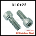 10pc din912 m10 x 25 screw stainless steel a2 hexagon hex socket head cap screws