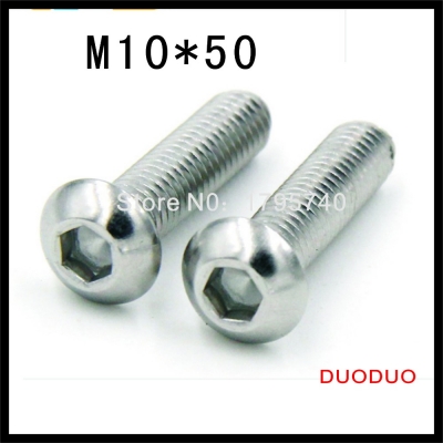 10pcs iso7380 m10 x 50 a2 stainless steel screw hexagon hex socket button head screws