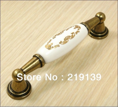 1PC 96mm Ceramic Knobs Decorative Dresser Knobs Brass Antique Handles For Furniture Kitchen Cabinet Pulls