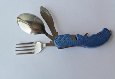 1SET Multi-function tableware combination knife and fork spoon combination folding(blue) FREE SHIPPING