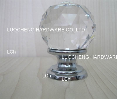 24 PCS/LOT FREE SHIPPING 40MM CLEAR CRYSTAL CABINET KNOB ON A CHROME BRASS BASE