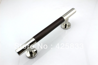 300mm 304 Stainless Steel &Walnut Glass & Wood Door Handles Furniture Dresser Chrome Silver Pulls and Knobs Drawer Hardware