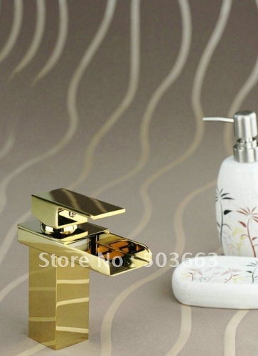 Bathroom Basin Sink Great Waterfall Golden Polished Mixer Tap Faucet CM0151