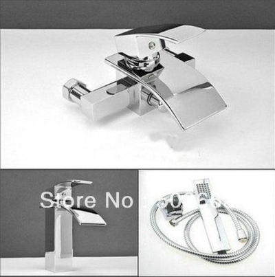 Chrome Basin Faucet +Bath Faucet +Held Shower As Gift Vessel Basin Mixer Tap Vanity Faucet Brass Tap Sink Faucet Swan S-060 [Bathroom faucet 557|]