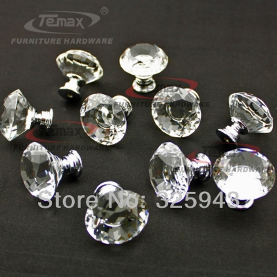 Free Shipping 50pcs Clear Glass Crystal Kitchen Cabinet Knobs And Handles Dresser Drawer Pulls Furniture Bedroom