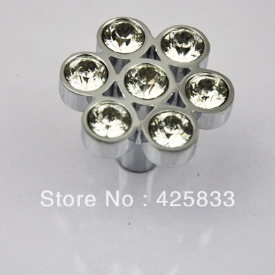 K9 Crystal Zinc Alloy Furniture Bright Chrome Clear Crystal Handle Drawer Knobs Cabinet Pulls Clear Glass Knobs