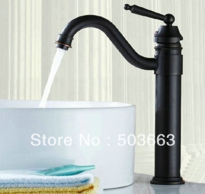 Luxury Free Shipping Deck Mounted Oil Rubbed Kitchen Basin Sink Faucets Black Mixer Taps New b8445A