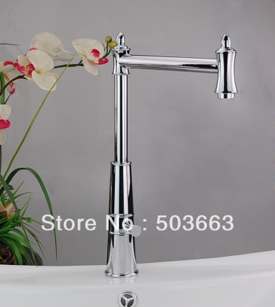 New Concept Chrome Finish Solid Brass Kitchen Sink Faucet Mixer Tap D-0110