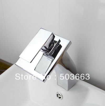 Novel Design Single Handle Deck Mounted Bathroom Basin Waterfall Faucet Brass Mixer Taps Vanity Faucet Chrome L-6057