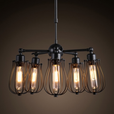 black iron chandelier lustre abajur american country style industry loft pendant lamp e27 edison bulb bar/cafe lighting