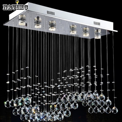 modern wave k9 led crystal ball s shade hanging fixture rain drop curtain chandelier lamp lighting [modern-pendant-light-7286]