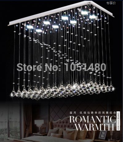 new modern k9 crystal lamp dinning room chandelier l800*w400*h650mm led bar light
