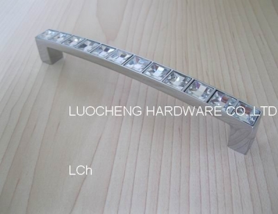 100PCS/ LOT FREE SHIPPING 142 MM CLEAR CRYSTAL HANDLES WITH ALUMINIUM ALLOY CHROME METAL PART