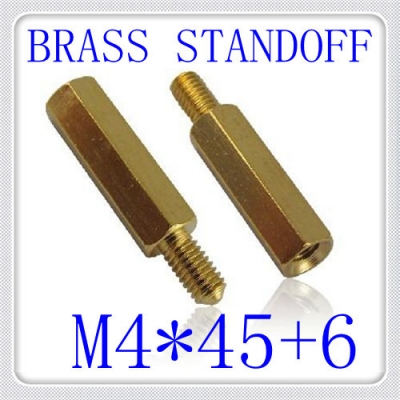 100pcs/lot pcb m4*45+6 brass hex male to female standoff / brass spacer screw [screw-1536]