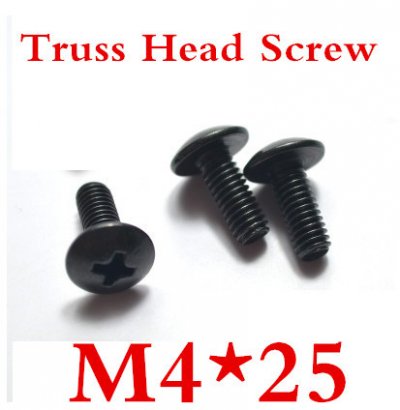 100ps/lot steel with black m4*25 truss head screw [screw-1119]