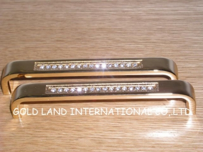 128mm L135xH20mm/ Free shipping golden crystal glass zinc alloy furniture cabinet handle /drawer handle