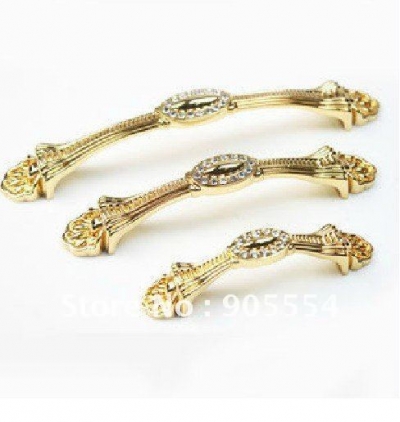 128mm L157xW18xH24mm Free shiping golden color crystal zinc alloy long furniture handle