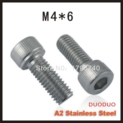 200pc din912 m4 x 6 screw stainless steel a2 hexagon hex socket head cap screws
