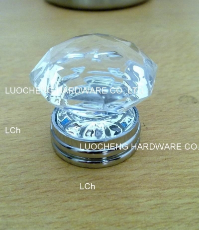 20PCS/LOT FREE SHIPPING 35MM CLEAR CRYSTAL KNOB ON A CHROME BRASS BASE
