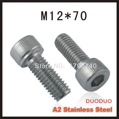 2pc din912 m12 x 70 screw stainless steel a2 hexagon hex socket head cap screws