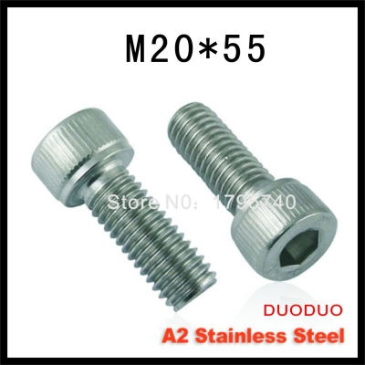 2pc din912 m20 x 55 screw stainless steel a2 hexagon hex socket head cap screws