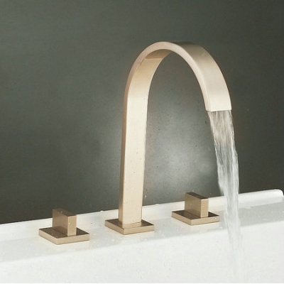 3pcs Fashion Waterfall Bathtub Faucet Set Surface Mounted Nickel Mixer Tap L-134