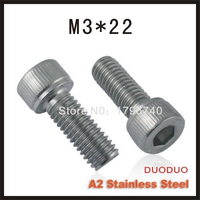 50pc din912 m3 x 22 screw stainless steel a2 hexagon hex socket head cap screws