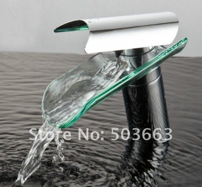 Beautiful Free Ship Faucet Glass Waterfall Bath Basin Mixer tap CM00055